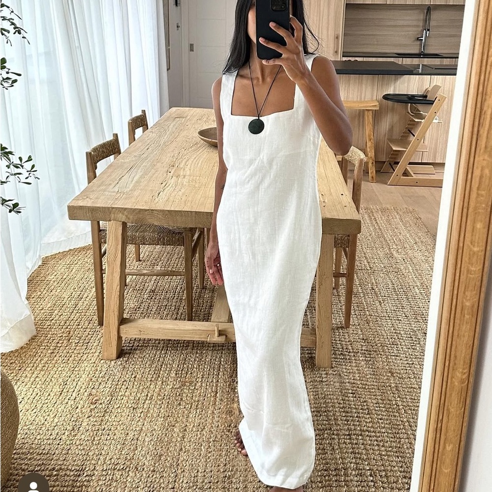 Posse Alice Midi Dress in Ivory Linen XS NWT